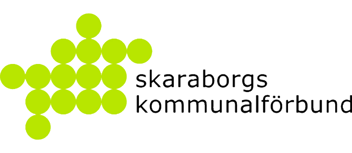 15 gröna prickar och texten Skaraborgs Kommunalförbund
